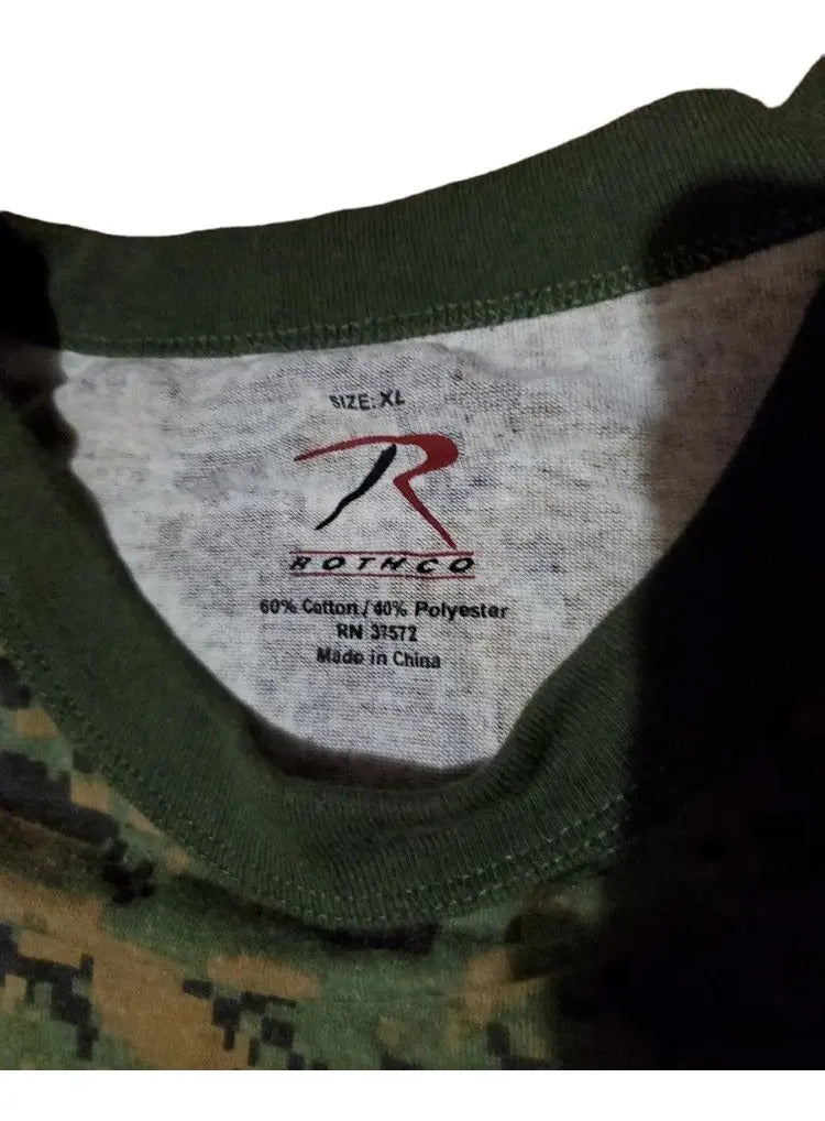 Polera Camuflaje Digital Woodland Marca Rothco Talla Xl Verde Camo Woodland Xl