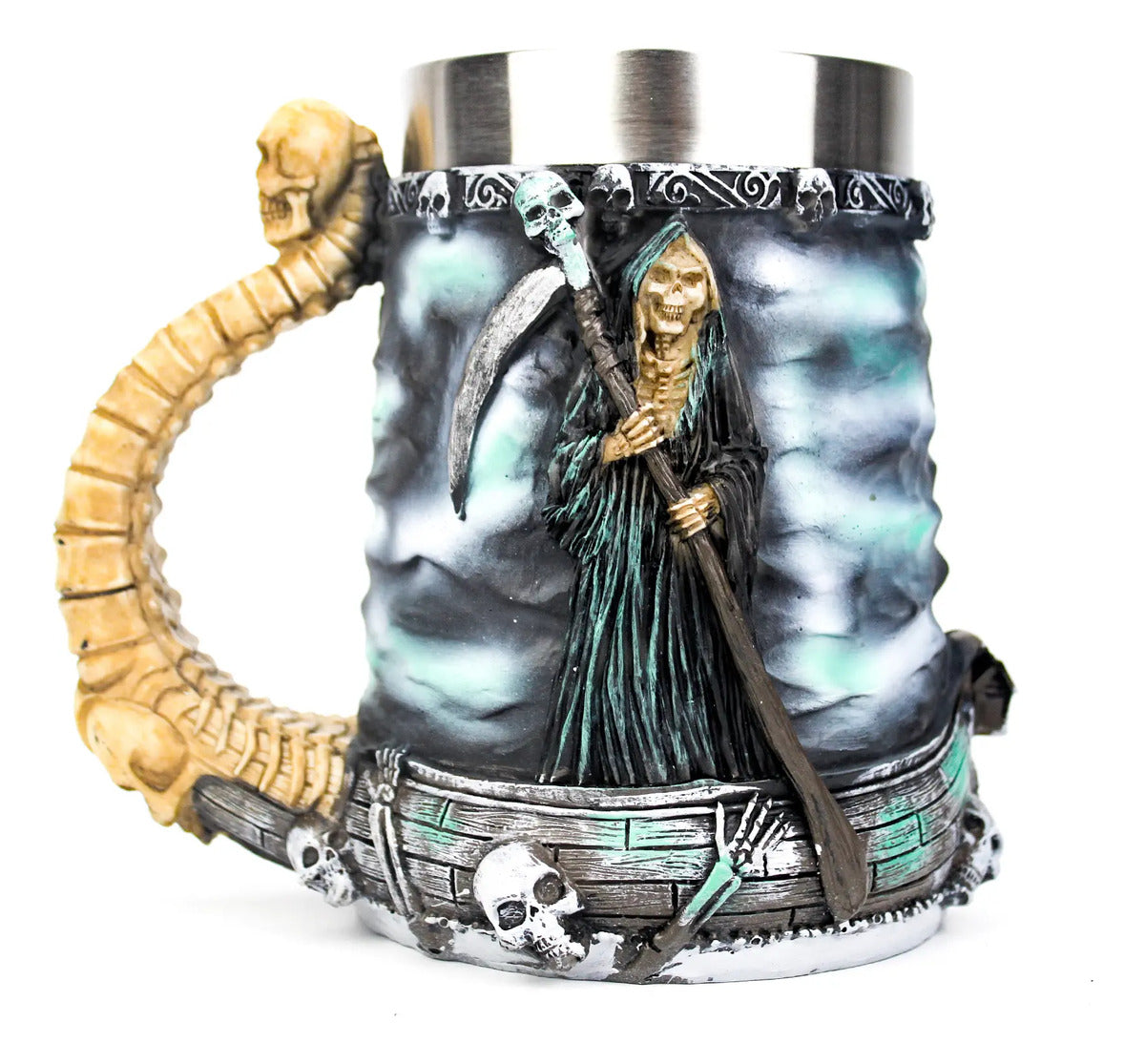 Jarro Mug Taza De Acero Inoxidable Resina De La Muerte Azul Marino