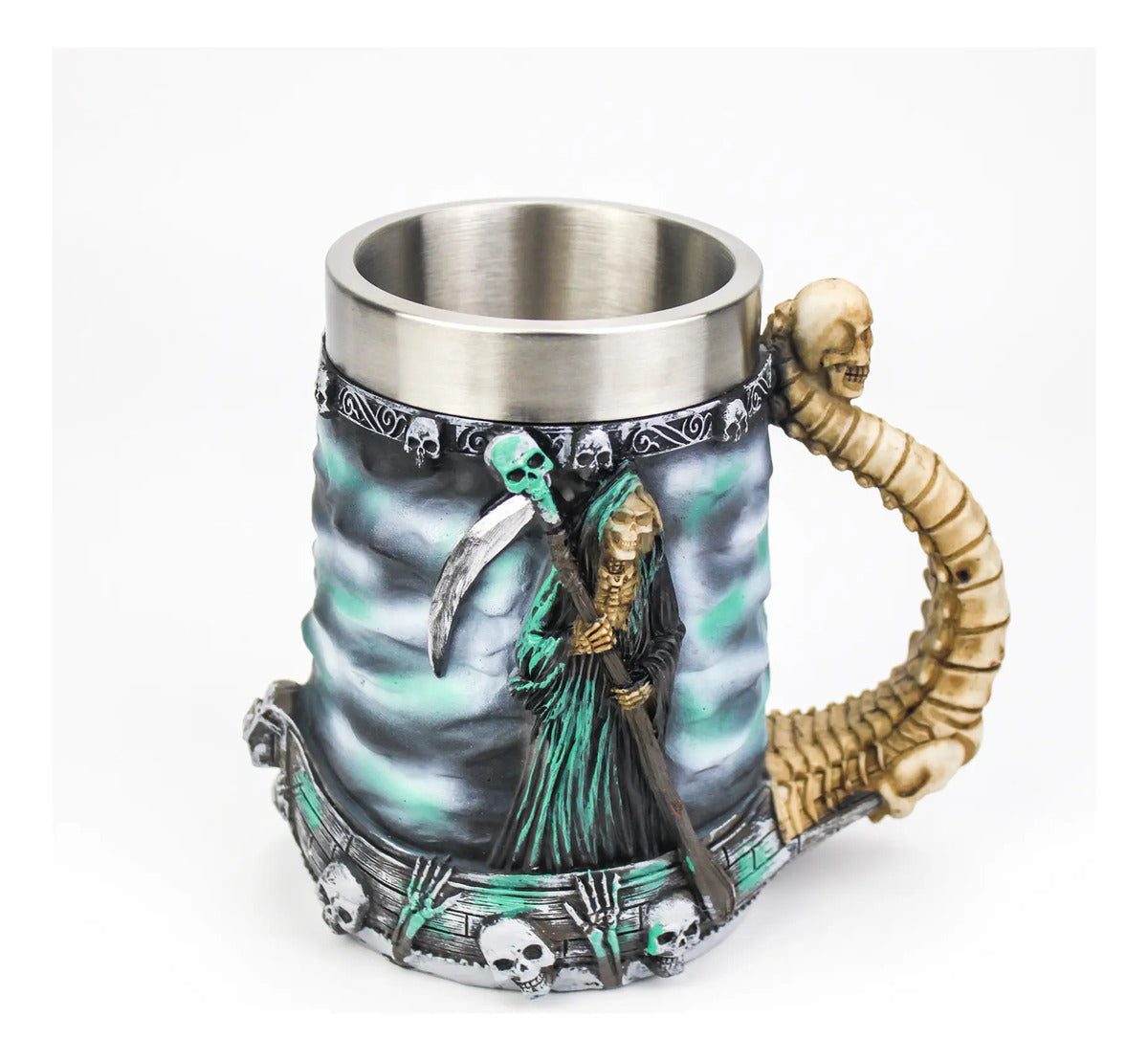 Jarro Mug Taza De Acero Inoxidable Resina De La Muerte Azul Marino