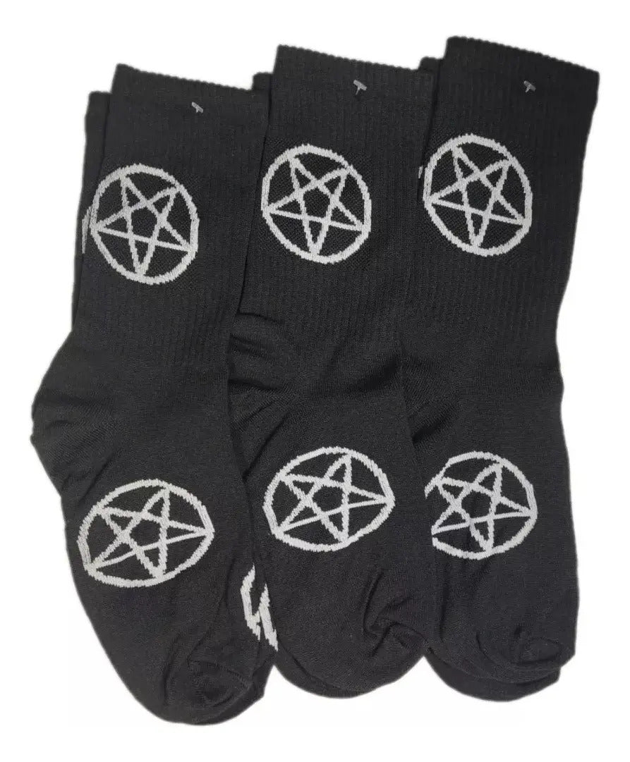 Calcetas Con Diseño De Pentagrama - Calcetines Pack 4 Pares Negro Pentagrama 39-42