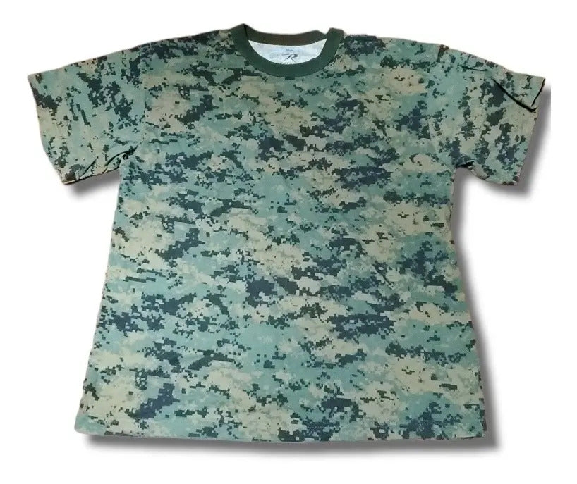 Polera Camuflaje Digital Woodland Marca Rothco Talla Xl Verde Camo Woodland Xl