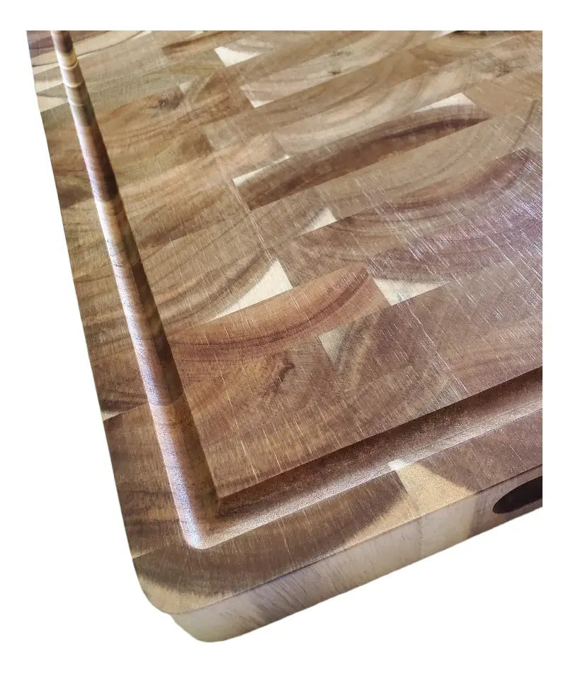 Tabla De Cocina Premium En Madera De Acacia 45x30x3 Cm Geométrico Marrón