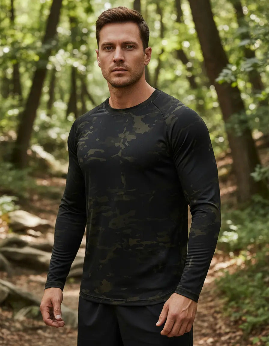 Polera Secado Rápido Camuflaje 5xl Negro Camo 5xl