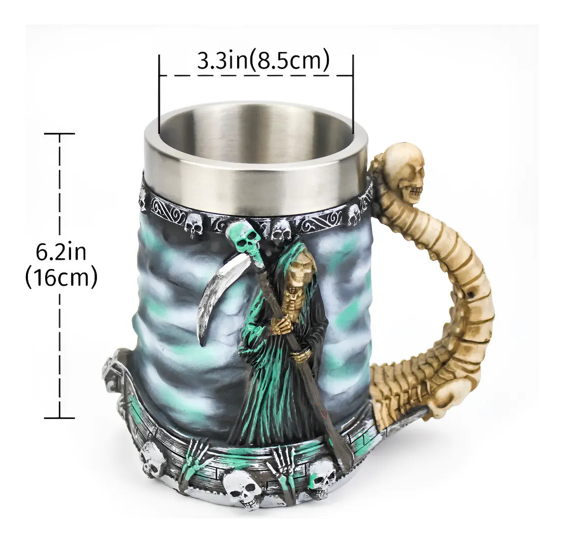 Jarro Mug Taza De Acero Inoxidable Resina De La Muerte Azul Marino