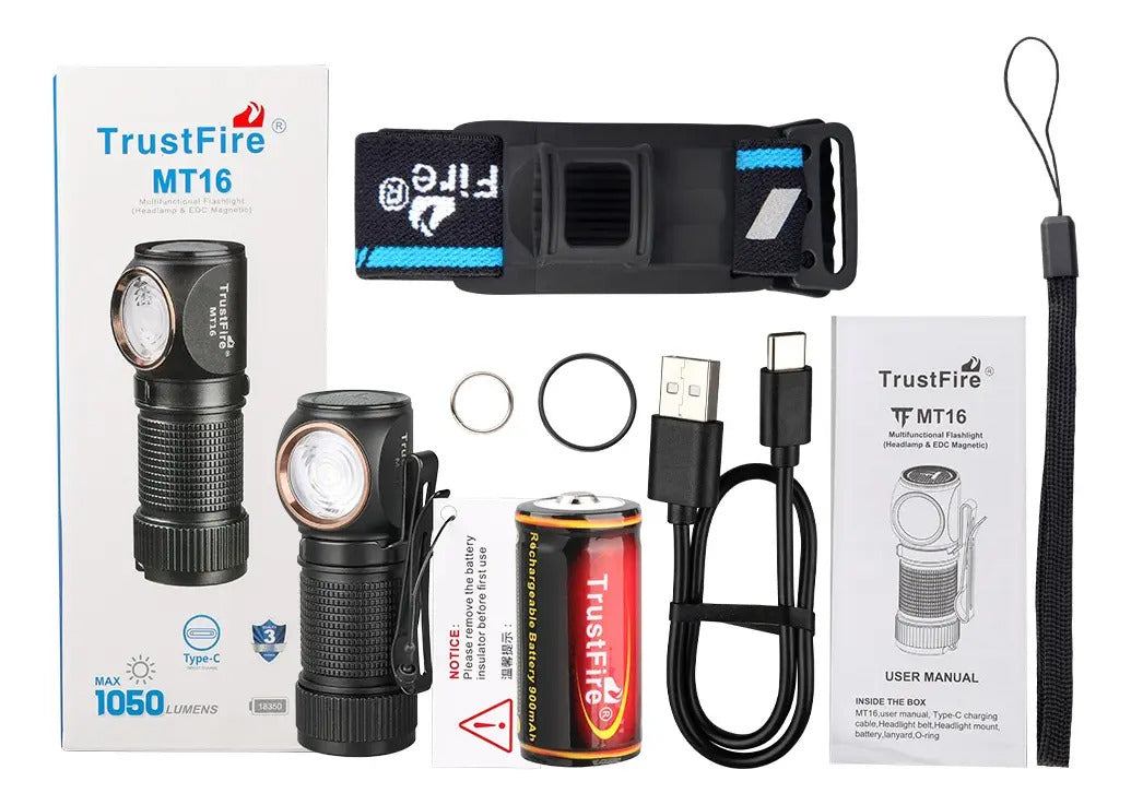 Linterna Compacta Trustfire Mt16 1050lum Blanco Negra