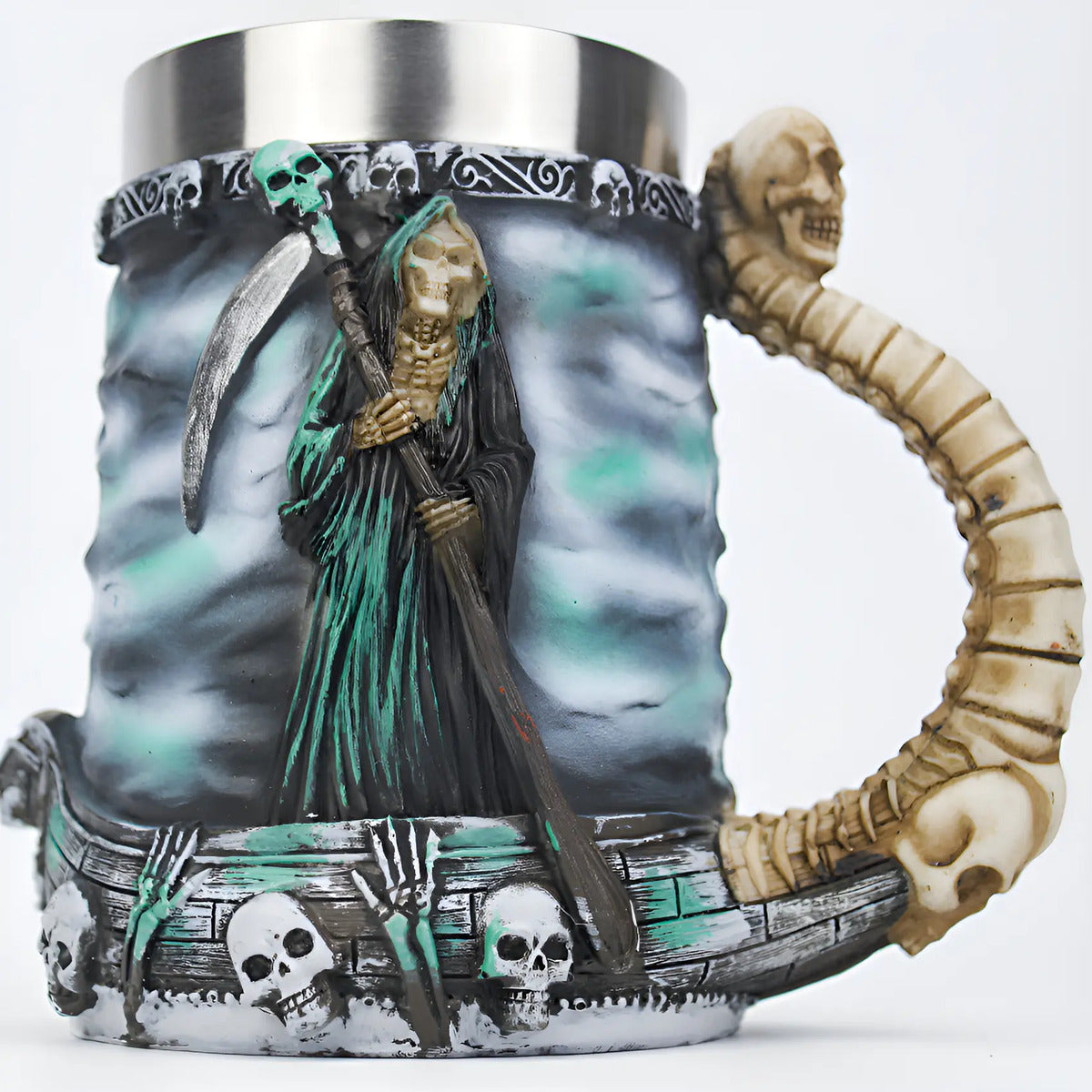Jarro Mug Taza De Acero Inoxidable Resina De La Muerte Azul Marino