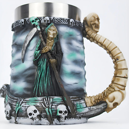 Jarro Mug Taza De Acero Inoxidable Resina De La Muerte Azul Marino